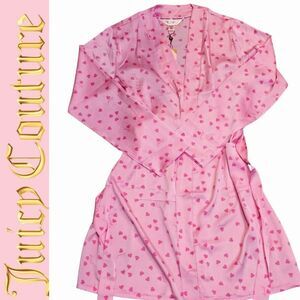 Juicy Couture Pink Script Heart Patterned Satin Robe